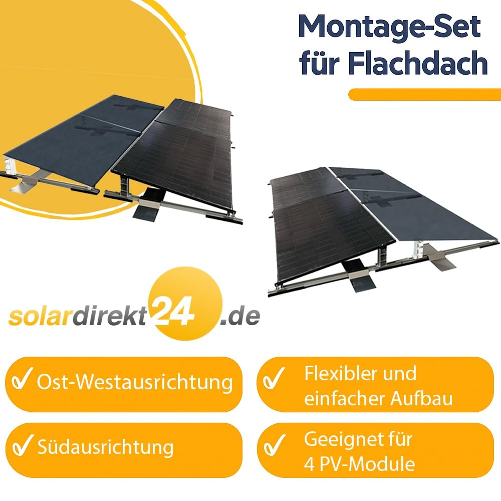 Solar Halterung Flachdach Ballast Montageset Dachbefestigung für 4 Solarmodule Photovoltaik