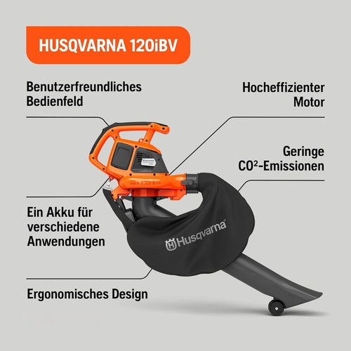 120iBV Akku Laubbläser und Laubsauger 2 in 1 mit Akku und Ladegerät kabellos für Garten und Hof