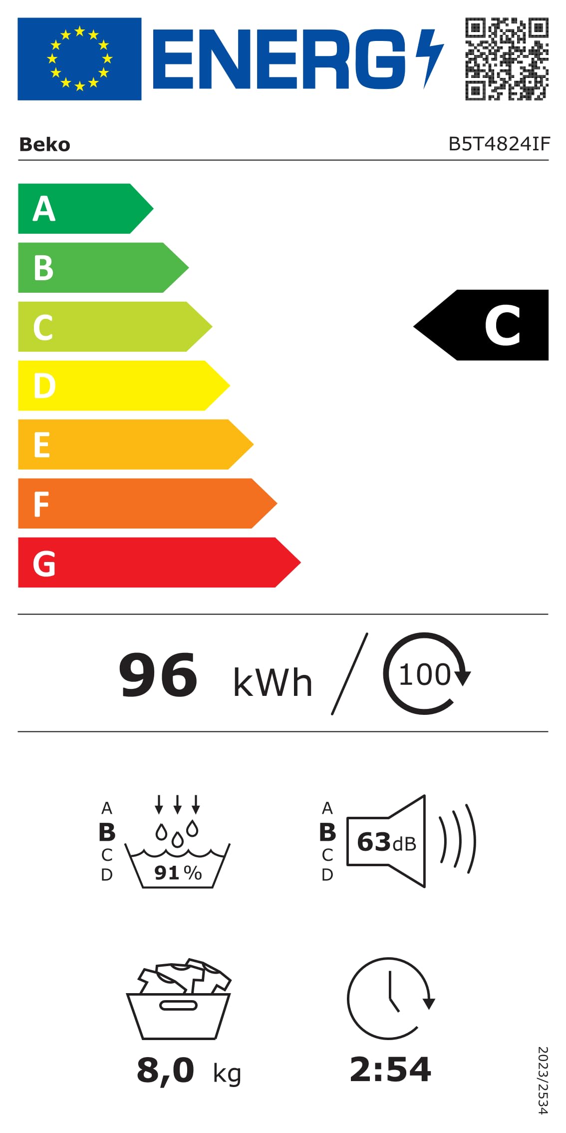 B5T4824IF Wäschetrockner 8 kg Wärmepumpentrockner 15 Programme Dampffunktion Knitterschutz Energieklasse C
