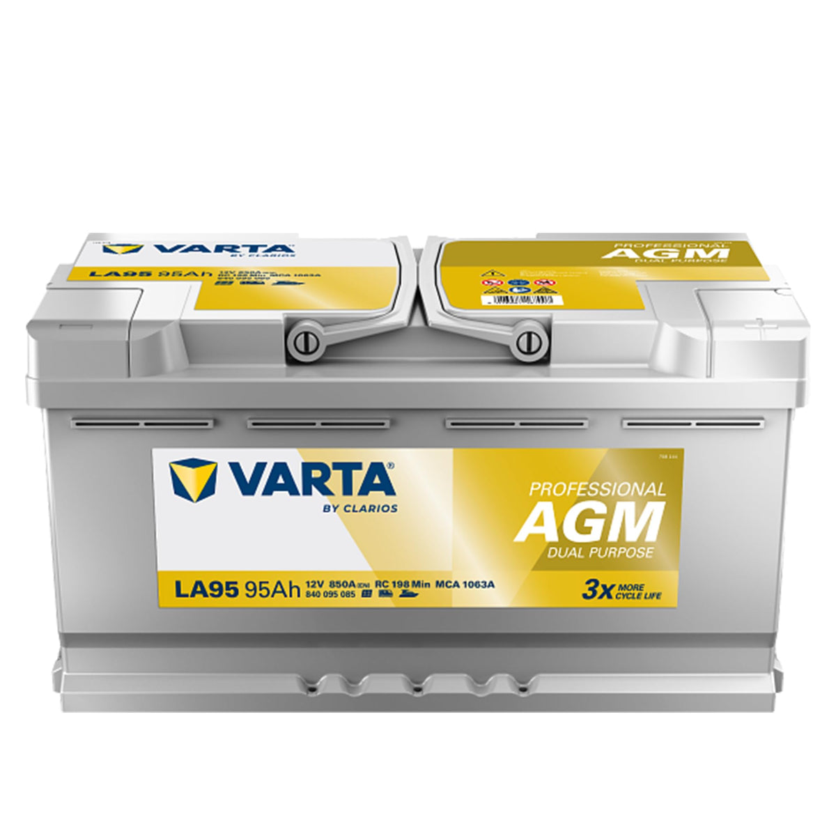 Dual Purpose AGM Batterie LA95 12V 95Ah 850A für Wohnmobile Wohnwagen Boote Starter und Versorger wartungsfrei