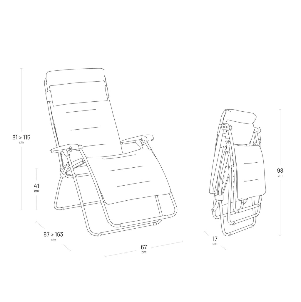 Gepolsterte Zero Gravity Relaxliege Garten Rsx Clip AirComfort Schwarz Acier LFM2058_6135 5 Jahre Garantie