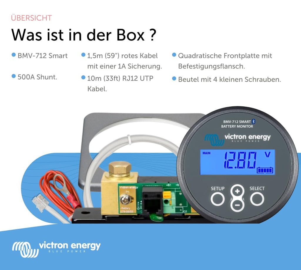 BMV-712 Smart Batteriemonitor 6.5 bis 70 VDC Grau für 12V 24V 48V Systeme mit Bluetooth und LCD Anzeige