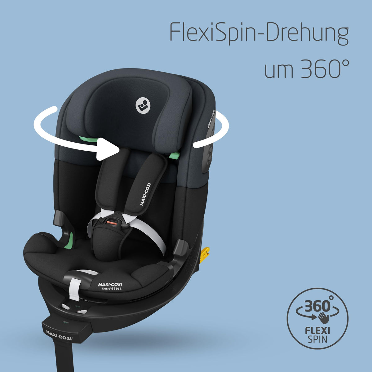 Emerald 360 S iSize Autositz 360 Grad drehbar 0 bis 12 Jahre 40 bis 150 cm 4 Liegepositionen G CELL Black