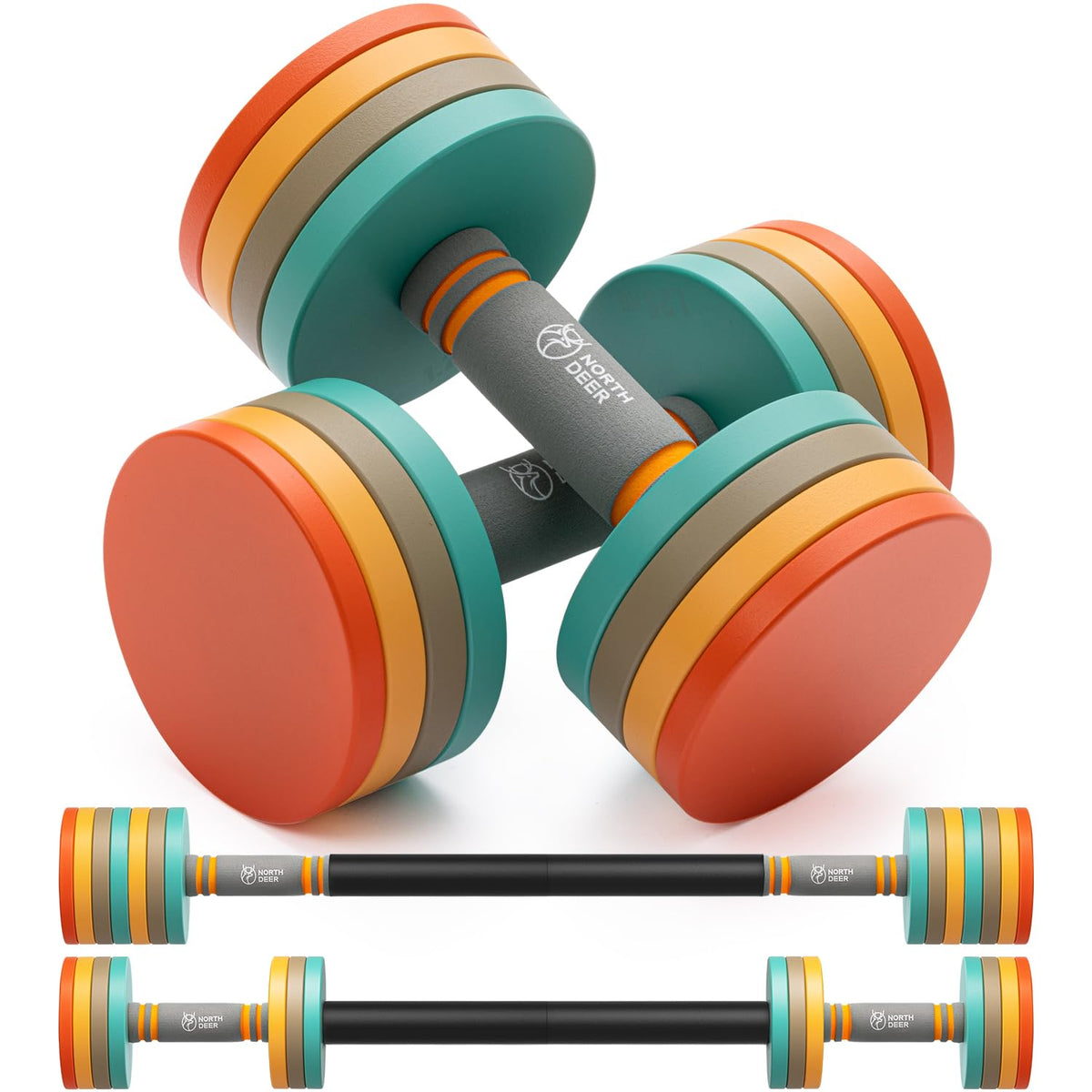 2 in 1 Set Stahl verstellbare Kurzhanteln und Langhanteln 10 kg 2er Set Fitness Hantelset für Heimtraining