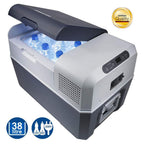 FR40 Kompressorkühlbox 38L 12V 24V 230V Auto Wohnmobil LKW Tiefkühlfunktion digitales Display Energieklasse C
