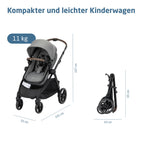 Zelia Select Trio Kinderwagen 3in1 mit Kindersitz 0 bis 4 Jahre 22 kg faltbar wendbar CabrioFix S iSize Grau
