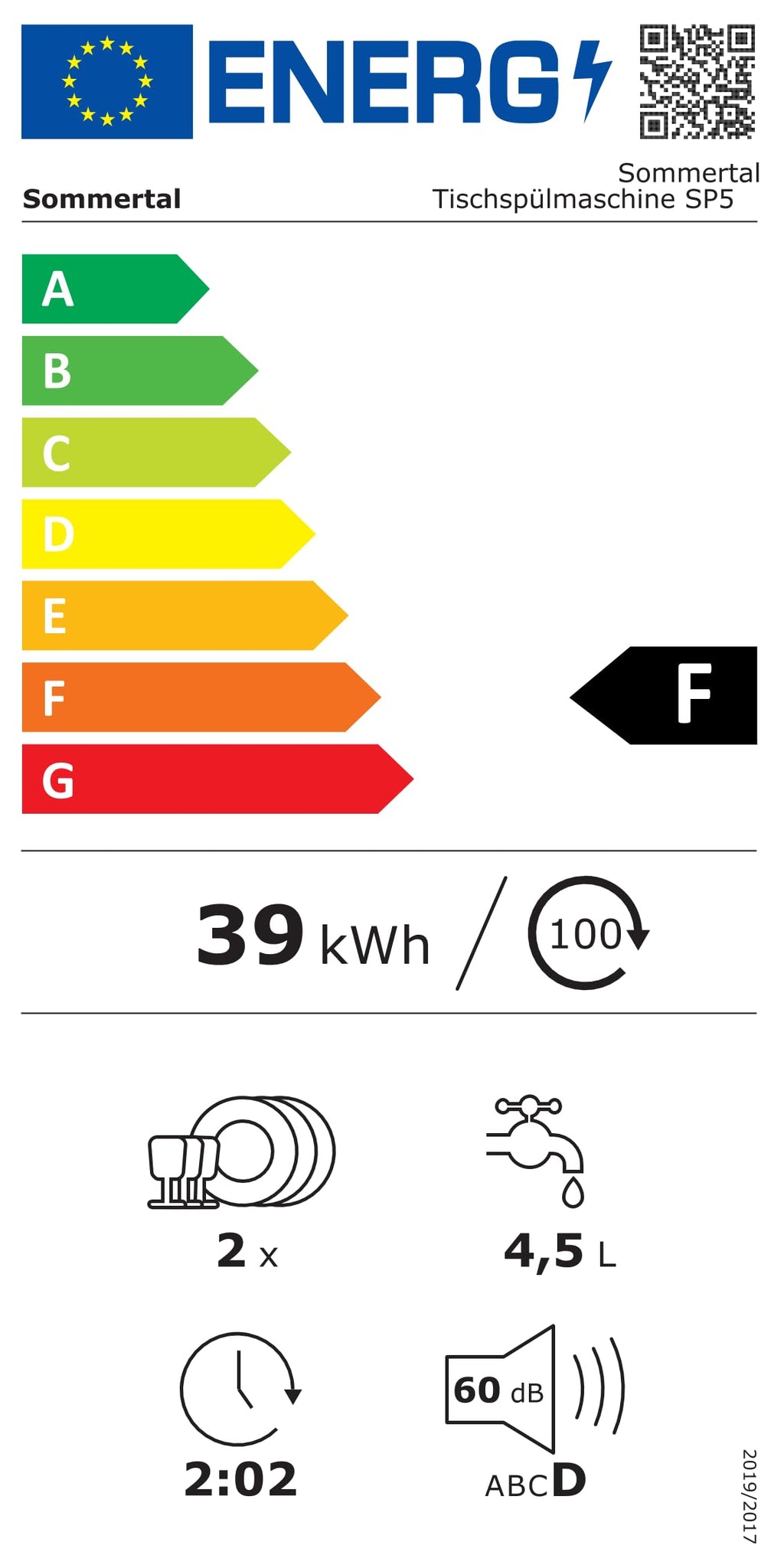 Kompakter Mini Tischgeschirrspüler SP5 mit 5L Tank 6 plus 1 Funktionen Touch LED Energieklasse F