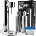 Wassersprudler Edelstahl inkl 2x 1,1 L Edelstahlflaschen geschmacksneutral 100% dicht Druckablassventil Küche