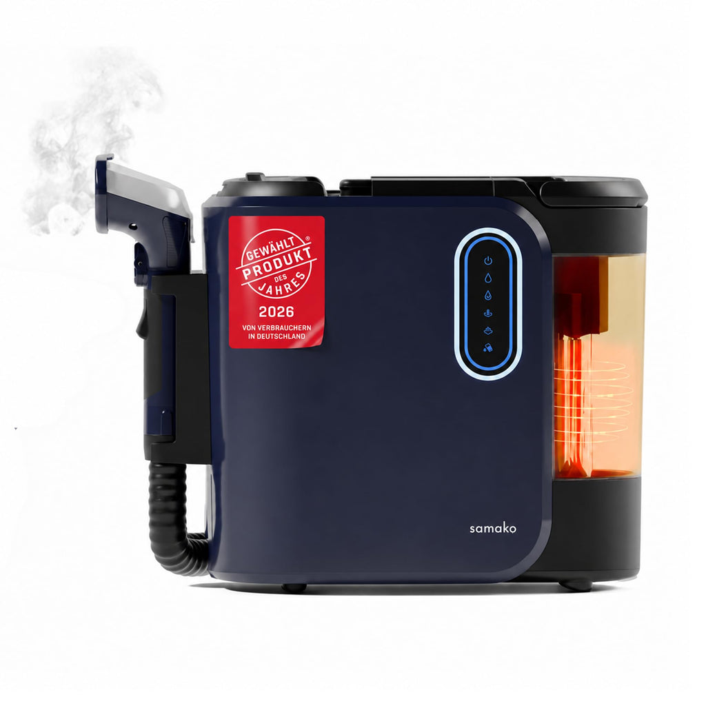 PowerClean Pro Dampfsauger mit Dampfreiniger für Polstermöbel Sofa Teppiche Auto Doppeltank