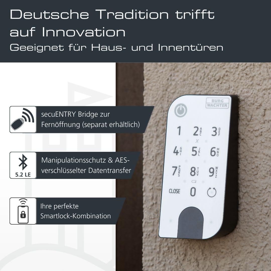 Elektronisches Türschloss secuENTRY Entry Home 2.0 für Haustüren mit Code App Funkschlüssel inkl Zylinder