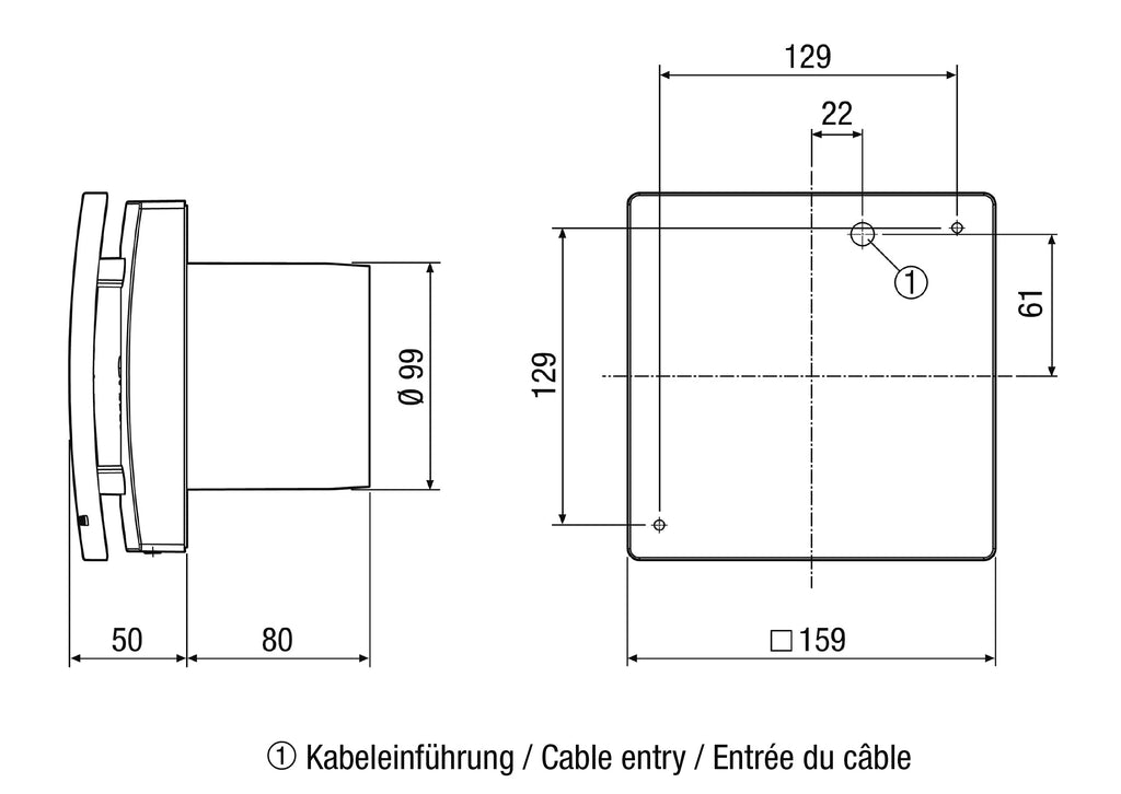 ECA 100 ipro H 0084.0203 Feuchte Vollautomatik zweistufiger Kleinraumventilator für Bad Dusche Waschküche
