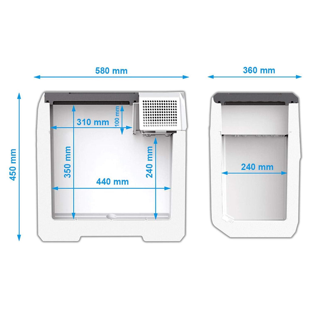 FR40 Kompressorkühlbox 38L 12V 24V 230V Auto Wohnmobil LKW Tiefkühlfunktion digitales Display Energieklasse C