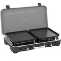 Campingkocher zweiflammig Gaskocher POWERKOOK 50 mbar mit 2 Grillplatten für Camping Outdoor