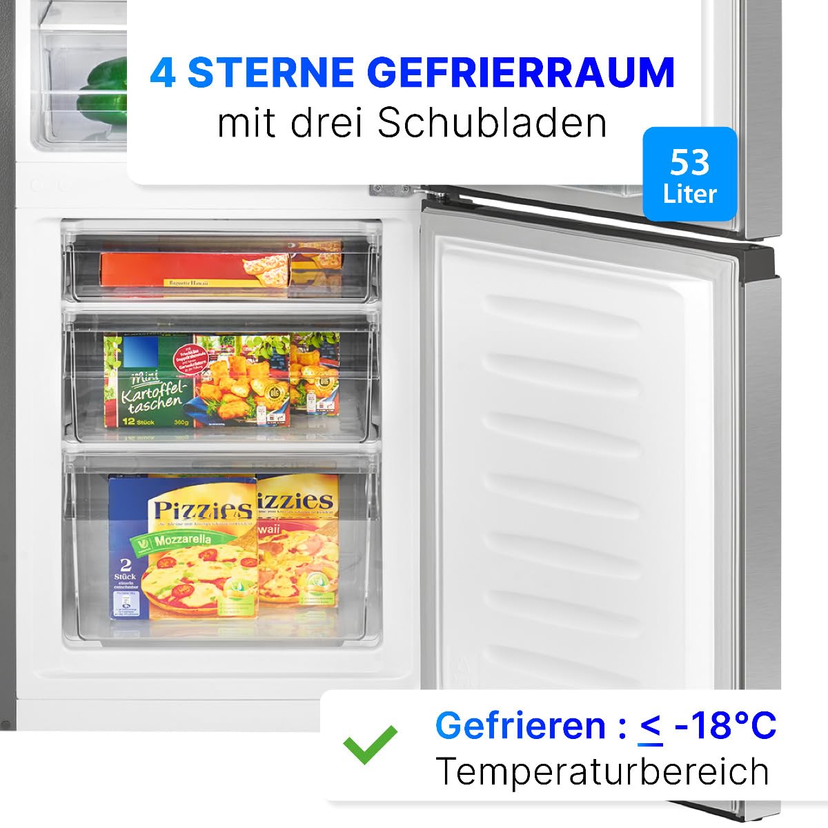 Kühlgefrierkombination 143cm 175L Energieklasse E leise 39 dB Türanschlag wechselbar KG 320.2 six