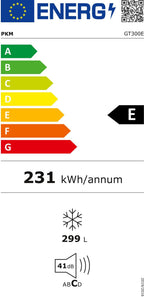 GT300E Gefriertruhe 299 Liter 41 dB Kühlen und Gefrieren 4 Sterne Gefrierfach freistehend Energieklasse E