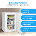 Gefrierschrank 87 L GS 7253 weiß 4 Sterne Gefrierfach 3 Schubladen Eiswürfelschale leise klein Energieklasse C