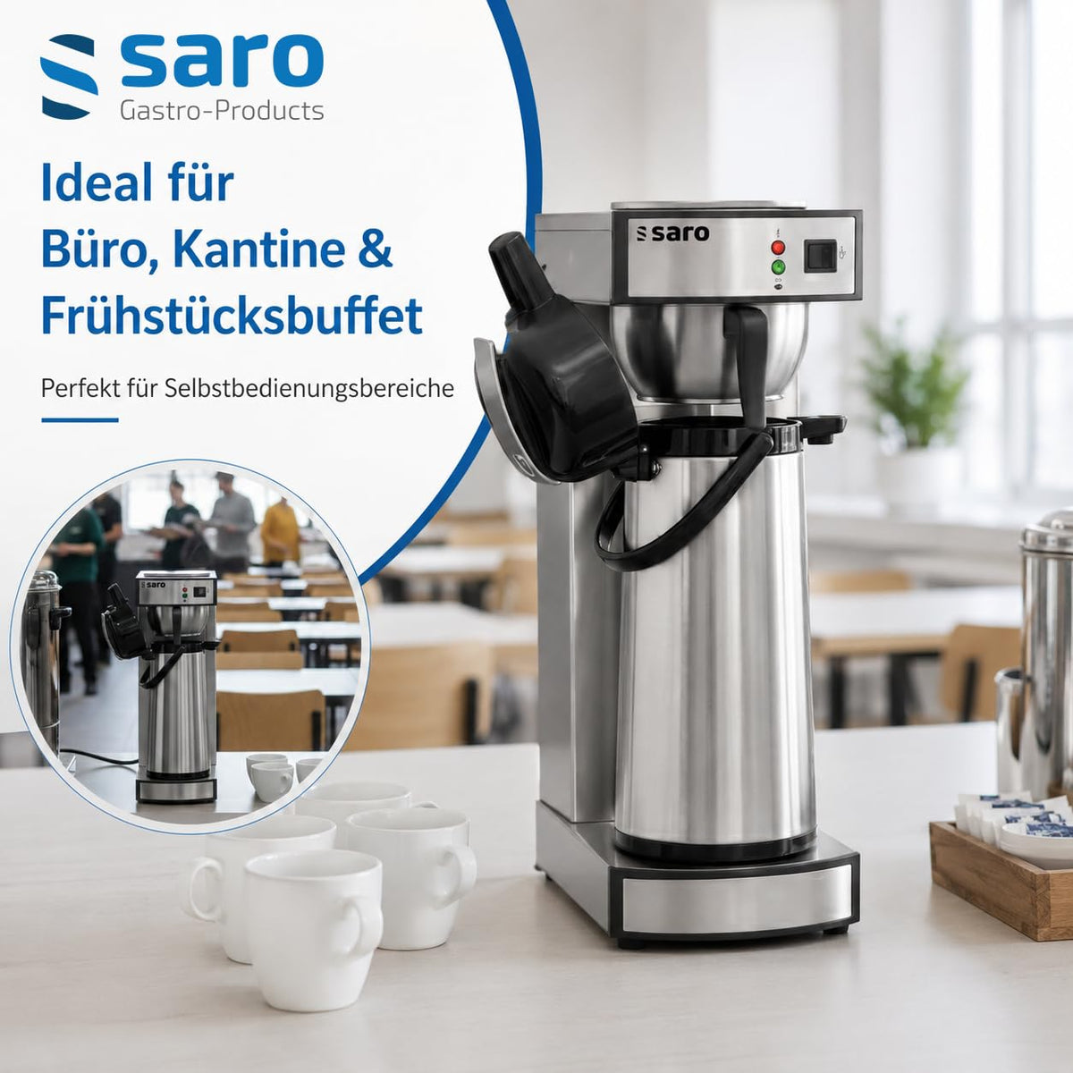 Kaffeemaschine mit Edelstahl Isolierpumpkanne 2,2 L Brühzeit 5 bis 6 Min Trockenlaufschutz 2,069 kW THERMO 24