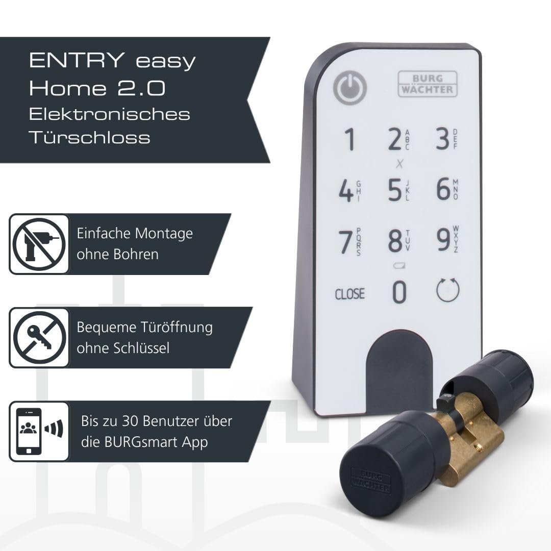 Elektronisches Türschloss secuENTRY Entry Home 2.0 für Haustüren mit Code App Funkschlüssel inkl Zylinder