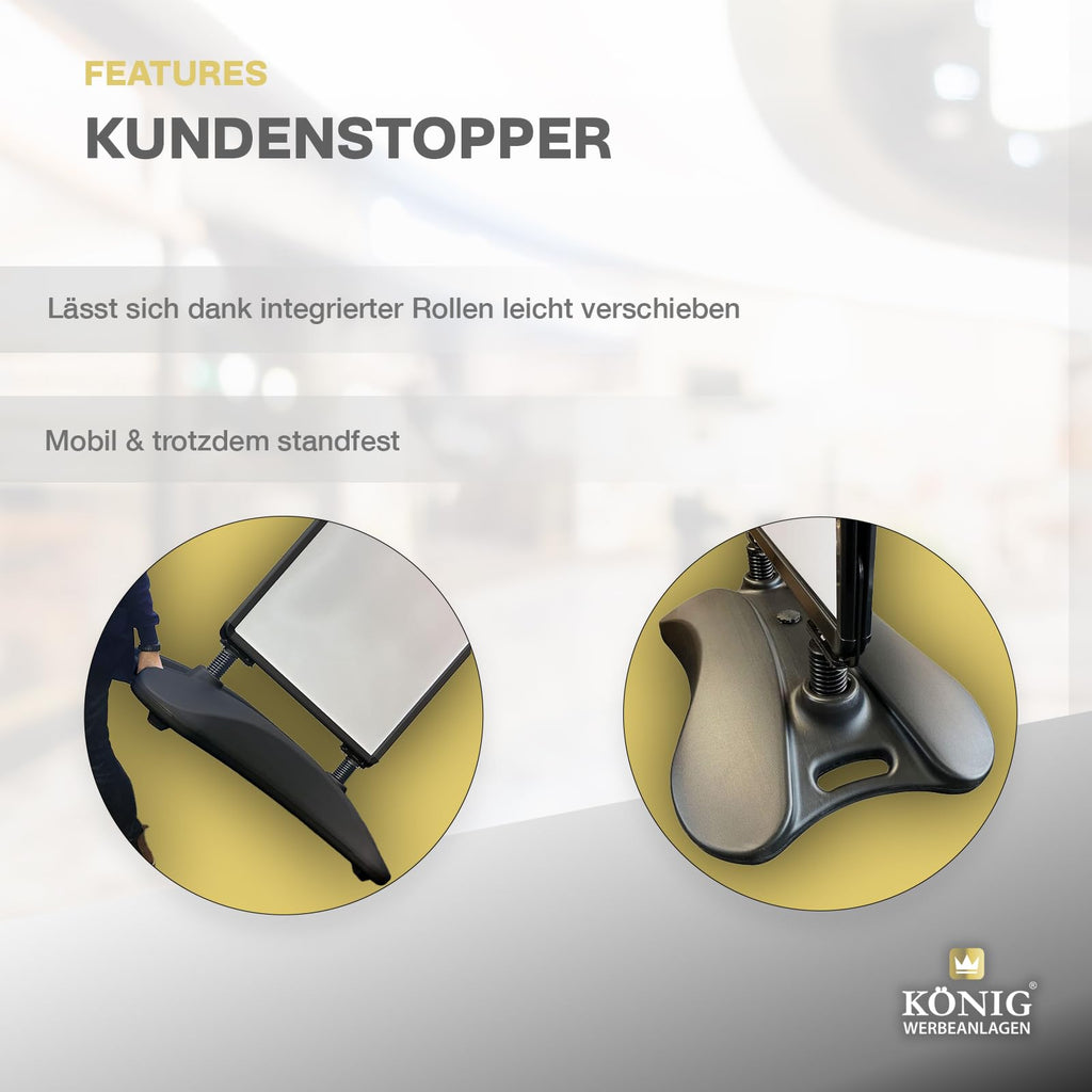 Kundenstopper Keitum Wind Line DIN A1 beidseitig für 2 Plakate wetterfest entspiegelte Schutzscheiben Schwarz