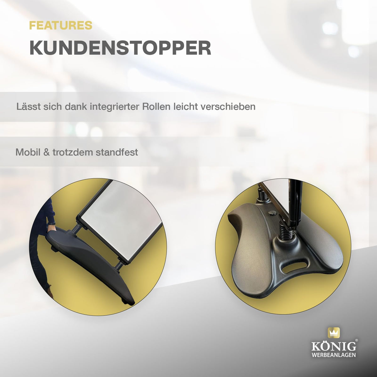 Kundenstopper Keitum Wind Line DIN A1 beidseitig für 2 Plakate wetterfest entspiegelte Schutzscheiben Schwarz