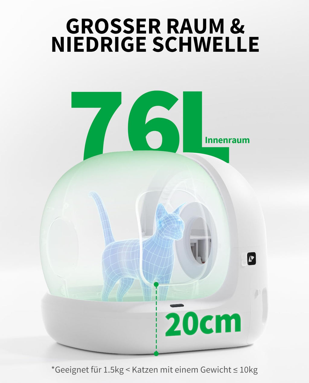 Pura Max 2 selbstreinigende Katzentoilette 76L xSecure Geruchsbeseitigung App Steuerung für mehrere Katzen