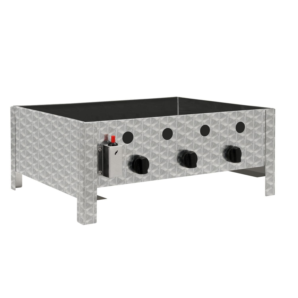 Edelstahl Gastrobräter 3 flammig B 64 x T 52 x H 27 cm Gastrogasgrill Wurstbrater Tischgrill Gastrogrill
