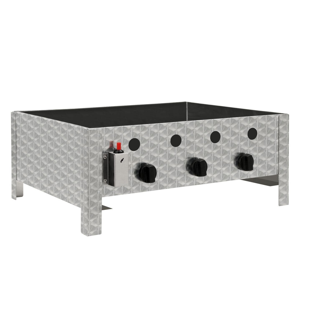 Edelstahl Gastrobräter 3 flammig B 64 x T 52 x H 27 cm Gastrogasgrill Wurstbrater Tischgrill Gastrogrill