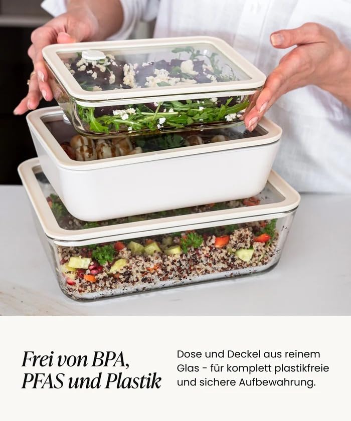 Frischhaltedosen Glas Set 8 teilig mit Deckel BPA frei luftdicht mikrowellengeeignet ofenfest für Meal Prep