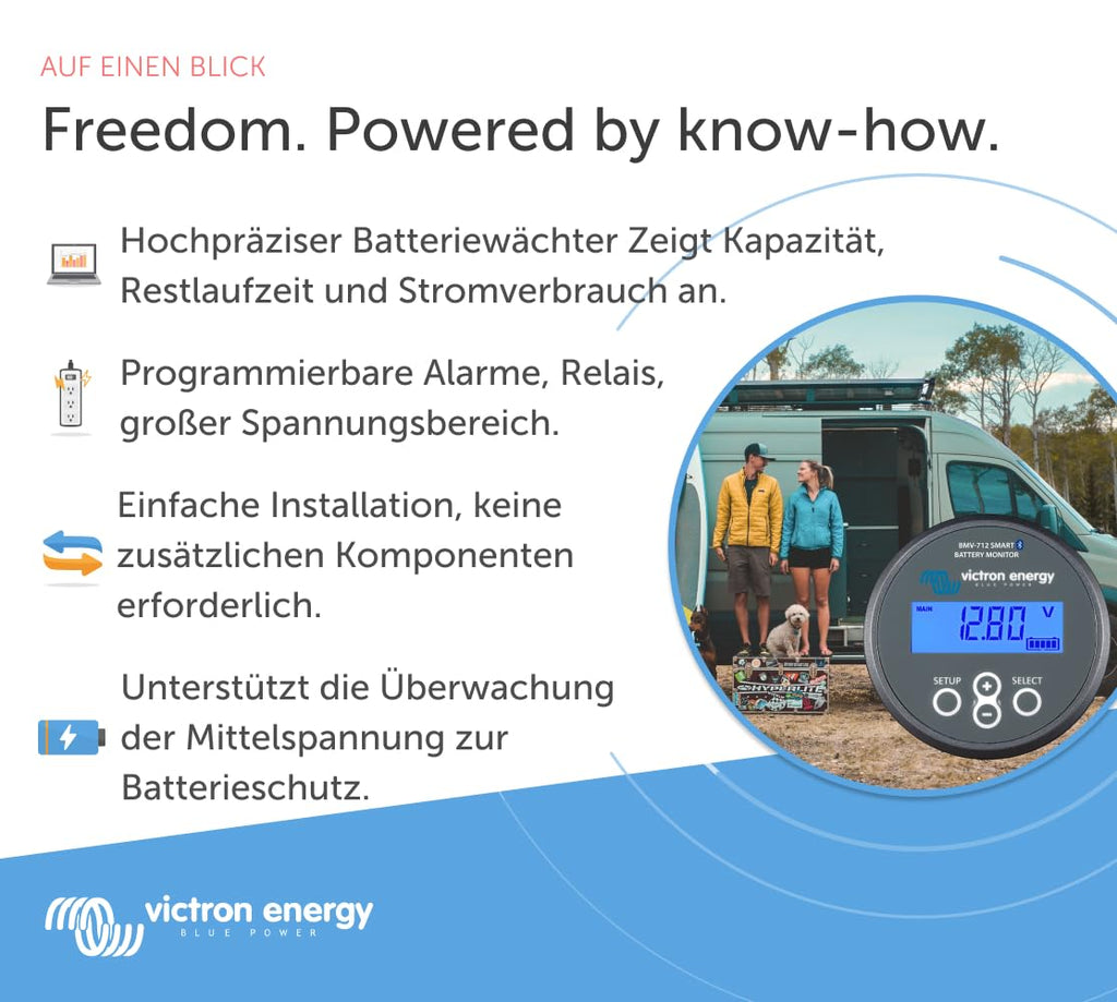 BMV-712 Smart Batteriemonitor 6.5 bis 70 VDC Grau für 12V 24V 48V Systeme mit Bluetooth und LCD Anzeige