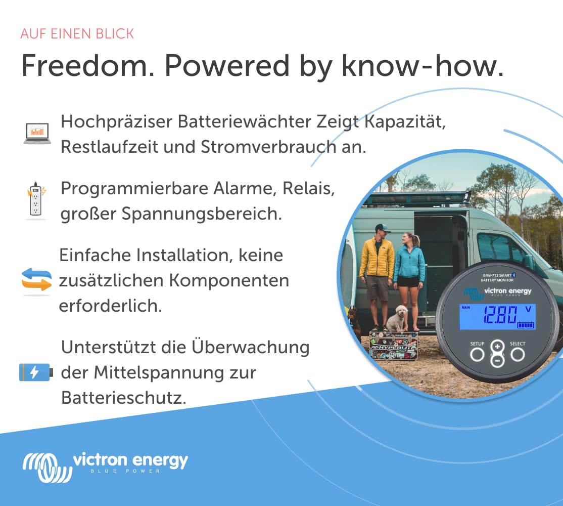 BMV-712 Smart Batteriemonitor 6.5 bis 70 VDC Grau für 12V 24V 48V Systeme mit Bluetooth und LCD Anzeige