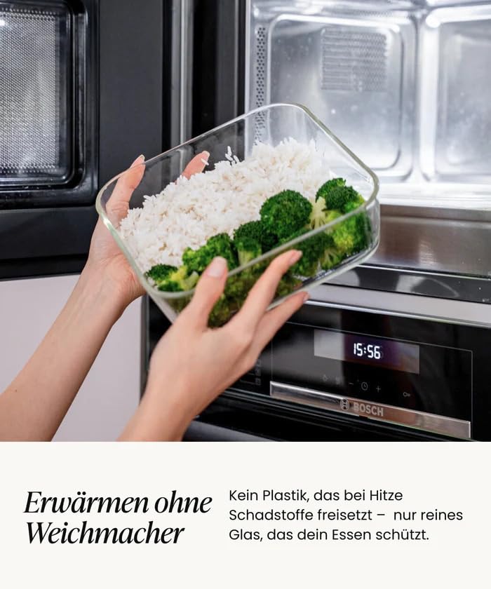 Frischhaltedosen Glas Set 8 teilig mit Deckel BPA frei luftdicht mikrowellengeeignet ofenfest für Meal Prep