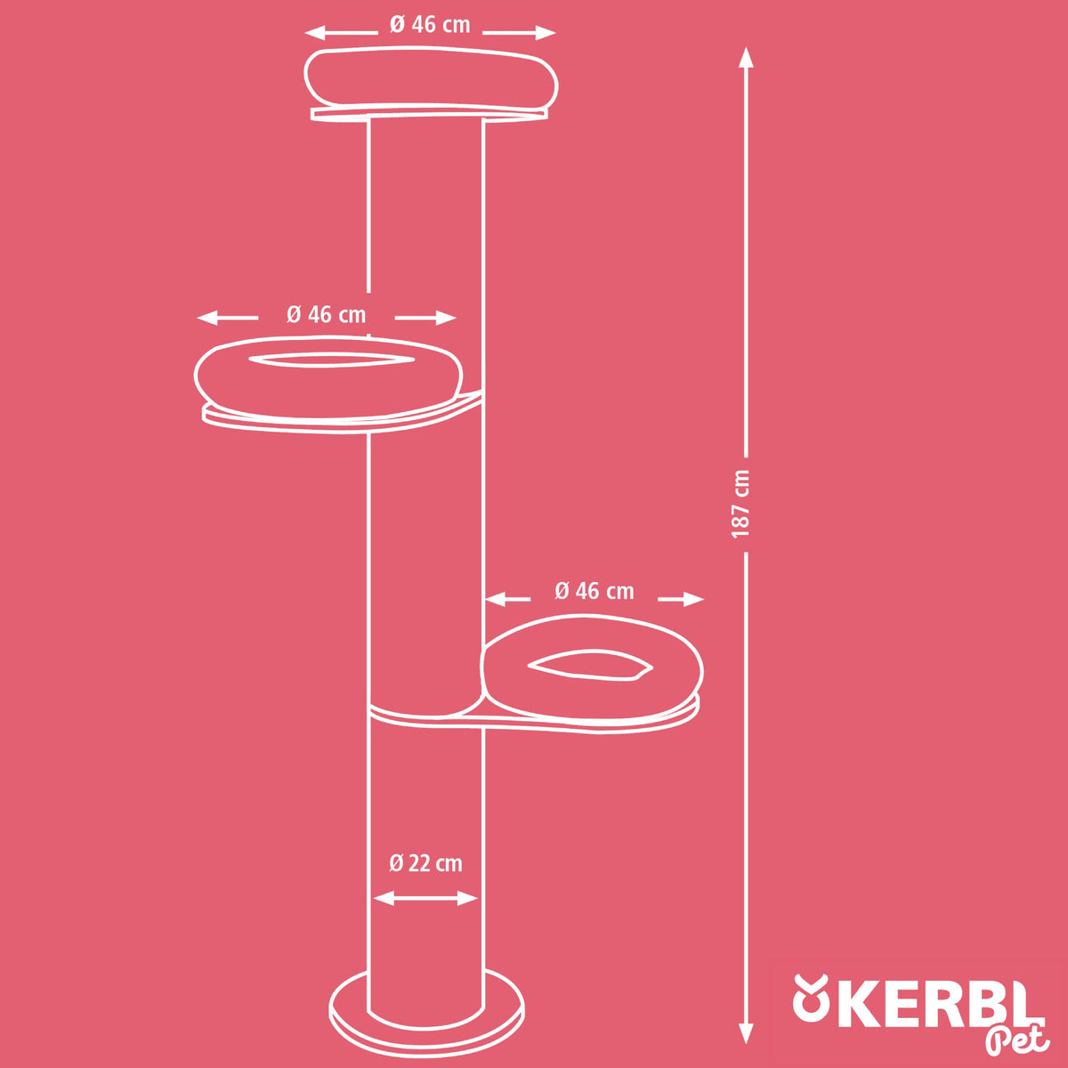 Kratzbaum Dolomit Tower für Katzen 38cm Durchmesser 187cm Höhe beige Plüsch Katzenbaum für große Katzen
