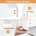Schminktisch Weiß mit 5 Schubladen ohne Spiegel, Schreibtisch PC Tisch mit Stauraum, Jugendzimmer 120x55x75 cm