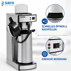 Kaffeemaschine mit Edelstahl Isolierpumpkanne 2,2 L Brühzeit 5 bis 6 Min Trockenlaufschutz 2,069 kW THERMO 24