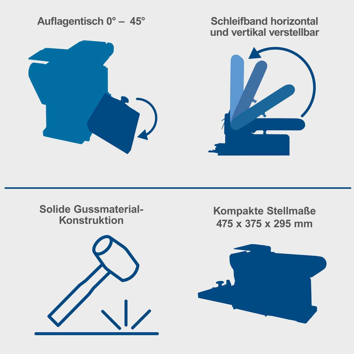 Band Tellerschleifer BTS900 370W Schleifteller 150mm Band 915x100mm Tischneigung 0 bis 45 Grad Guss Absaugung