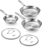 Titan Bratpfannenset 3 teilig 2 Deckel unbeschichtet Induktion PFOA PFAS PTFE frei spülmaschinenfest ofenfest