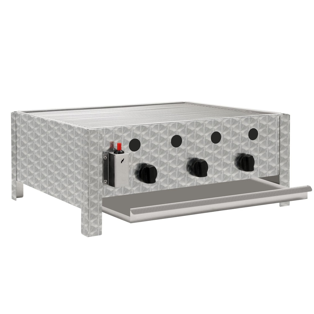 Edelstahl Gastrobräter 3 flammig B 64 x T 52 x H 27 cm Gastrogasgrill Wurstbrater Tischgrill Gastrogrill
