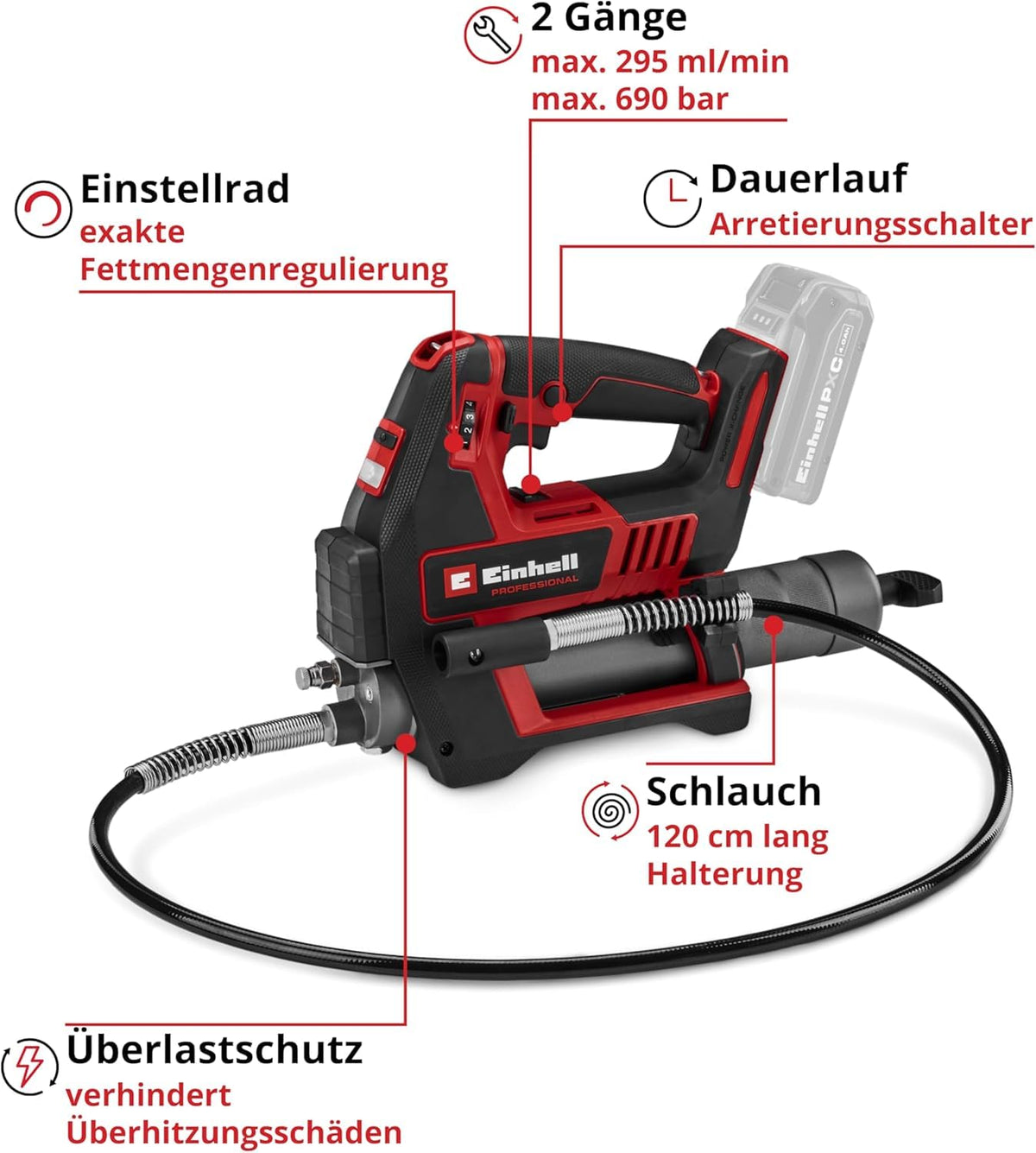 Akku Fettpresse TP GR 18/690 Li Solo 18V 690 bar ohne Akku und Ladegerät für Profi Anwendungen