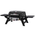2 Brenner Gasgrill 5 kW Tischgrill mit klappbaren Seitentischen tragbarer BBQ Grill für Balkon Garten Schwarz