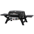 2 Brenner Gasgrill 5 kW Tischgrill mit klappbaren Seitentischen tragbarer BBQ Grill für Balkon Garten Schwarz