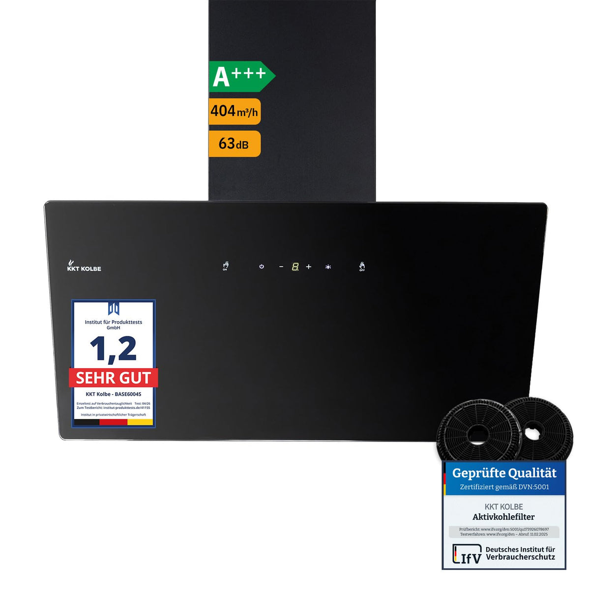 Dunstabzugshaube BASE6004S Wandhaube 60 cm kopffrei Energieklasse A+++ Wandmontage für Küche