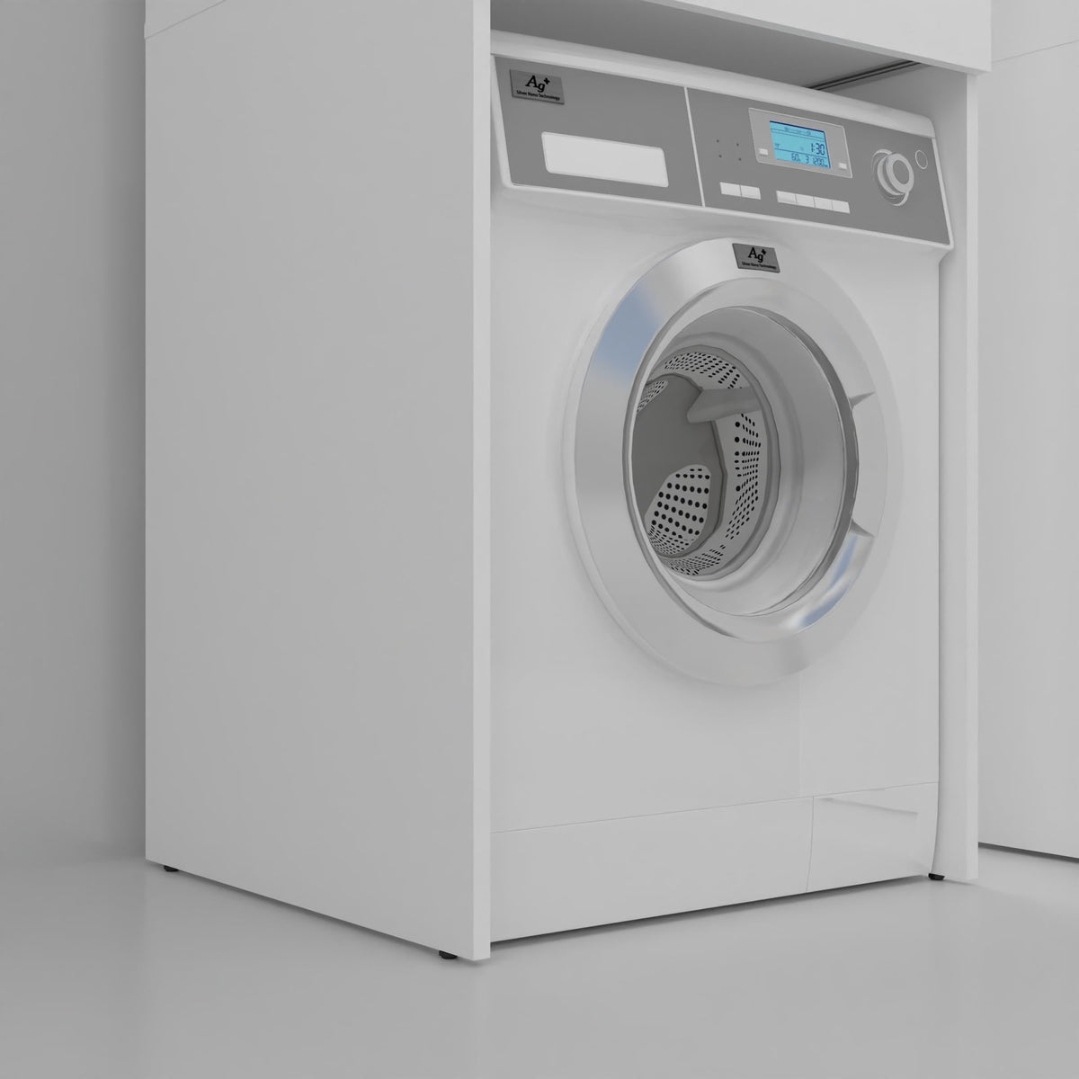 Waschmaschinenschrank für Waschmaschine und Trockner 183,7x65x66 cm ausziehbarer Regalboden Hochkant 18mm Weiß