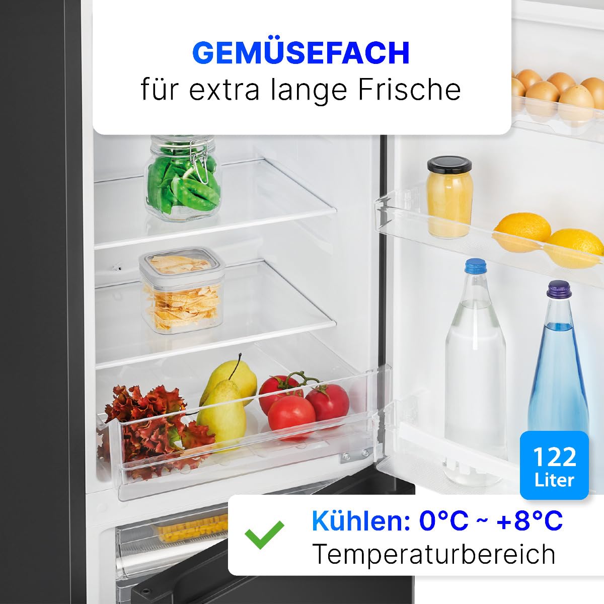 Kühlgefrierkombination 143cm 175L Energieklasse E leise 39 dB Türanschlag wechselbar KG 320.2 six