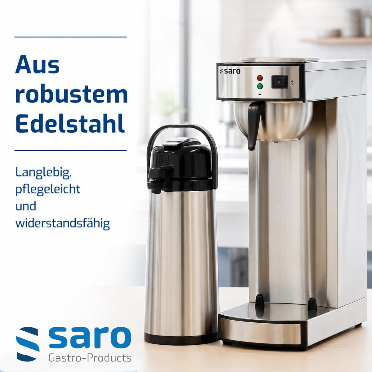 Kaffeemaschine mit Edelstahl Isolierpumpkanne 2,2 L Brühzeit 5 bis 6 Min Trockenlaufschutz 2,069 kW THERMO 24