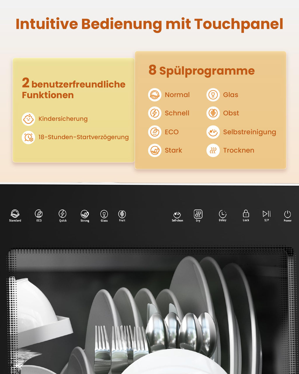 Tischgeschirrspüler mit Wasserenthärter und erhöhter Energieeffizienz Energieeffizienzklasse D