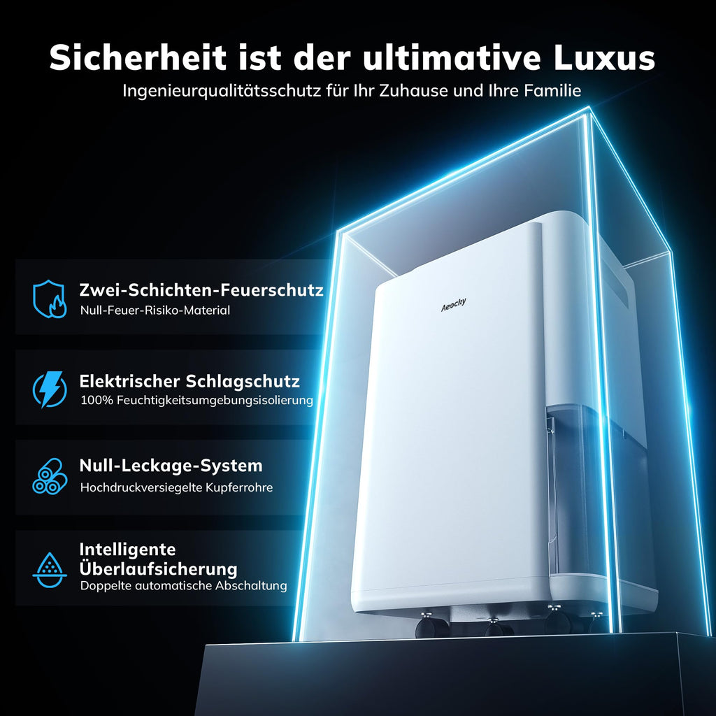 Elektrischer Luftentfeuchter 25 L pro Tag kompakt mit Dauerablauf gegen Feuchtigkeit für Wohnung Keller Bad