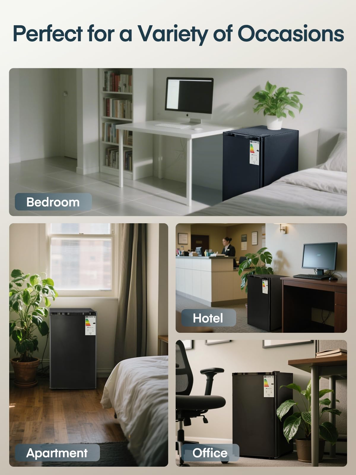 90L Mini Kühlschrank mit Gefrierfach Gemüsefach Schlafzimmer 7 Stufen Thermostat Leise Schwarz Energieklasse E