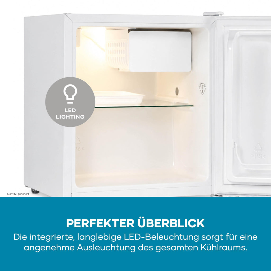 Kühlbox mit Kältefach besonders leise wechselbarer Türanschlag 50 L Nutzinhalt weiß KB 8884 Energieklasse E