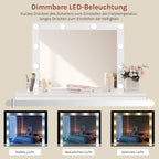 Schminktisch mit Hollywood Beleuchtung LED Spiegel Steckdose und 7 Schubladen für Schlafzimmer