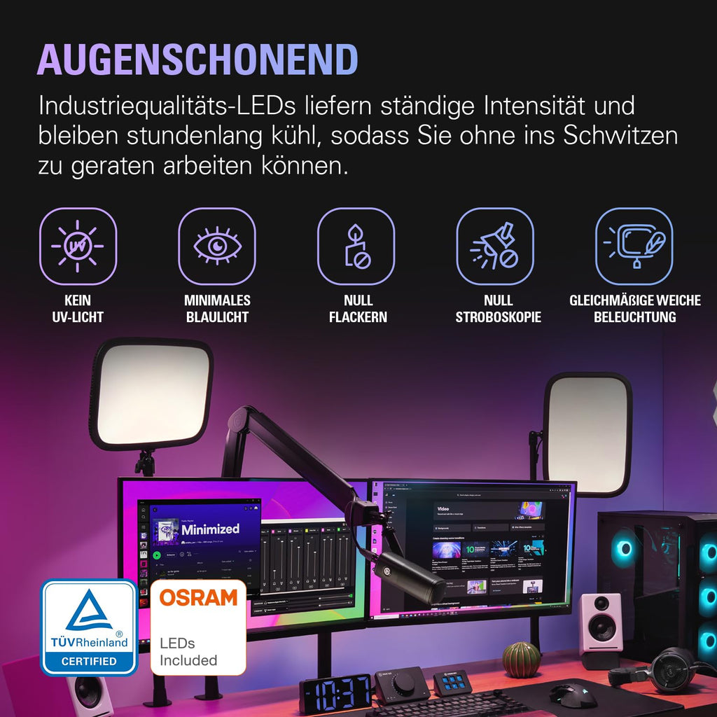 Key Light professionelle Studioleuchte 2800 Lumen LED Videoleuchte für Streaming Gaming